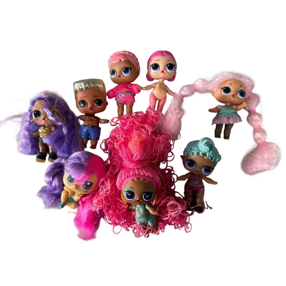 LOL Surprise Dolls Lot Of 8 Mixed Style Fashion Outfits Colorful Hair Collection